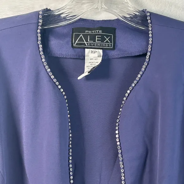 Alex Evenings Petite Iris Purple Rhinestone Trim Bolero Jacket 16P NEW - Image 7