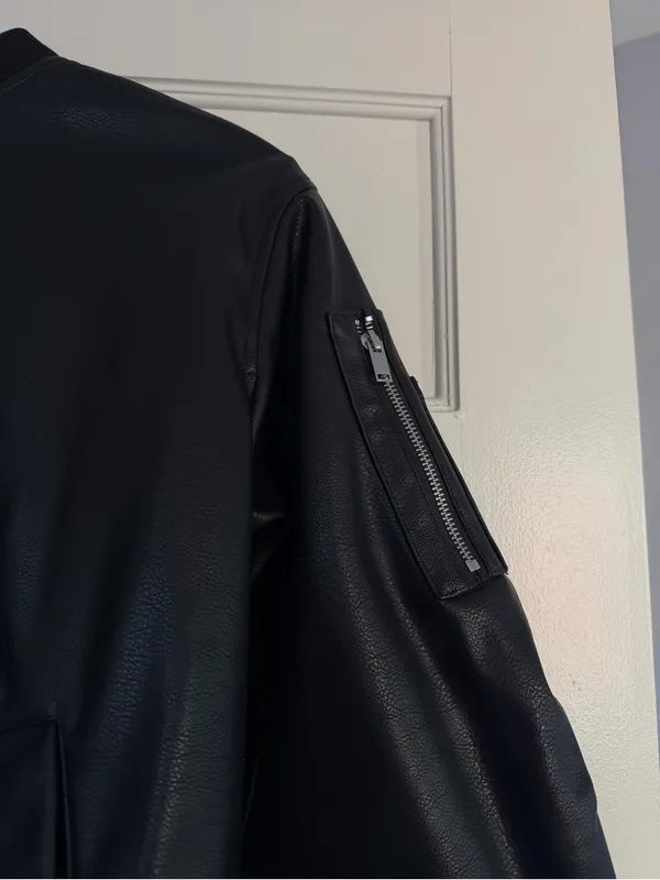 H&M Divided Faux Leather Bomber Jacket - Image 4