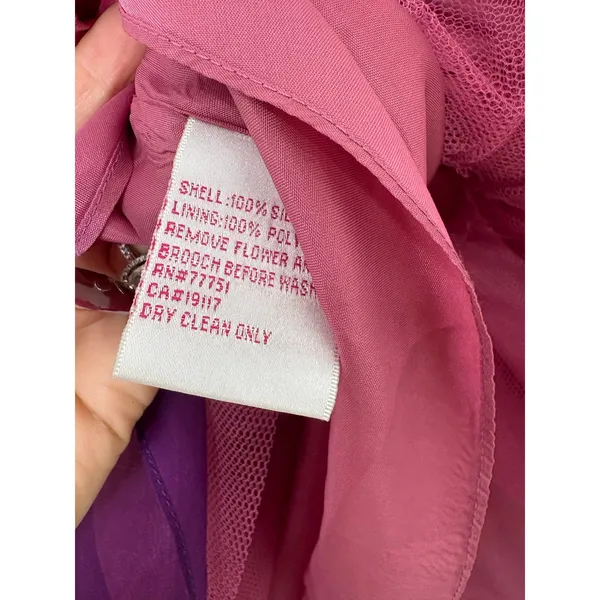 Vintage Betsey Johnson Y2K Pink Ombré Tulle Floral Strapless Mini Dress Size 4 - Image 7