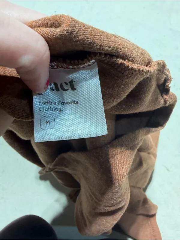 PACT Brown Long Sleeve Crewneck shirt medium organic cotton - Image 8