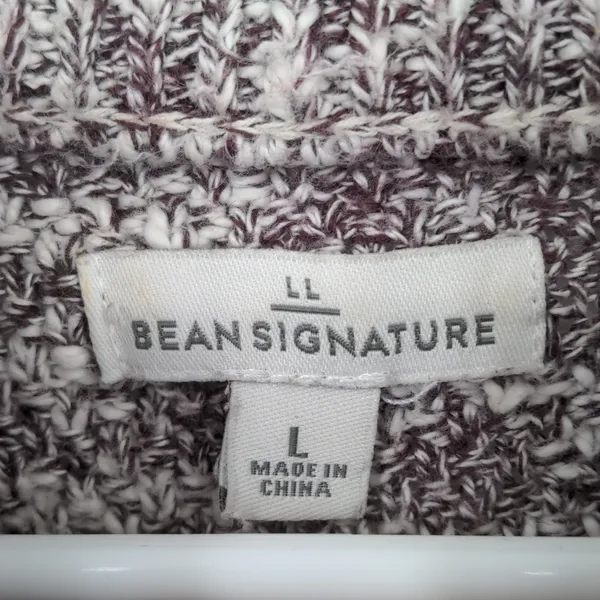 L.L. Bean Signature Cotton Linen Ragg Sweater Size Large Mock‎ Neck Marled - Image 4