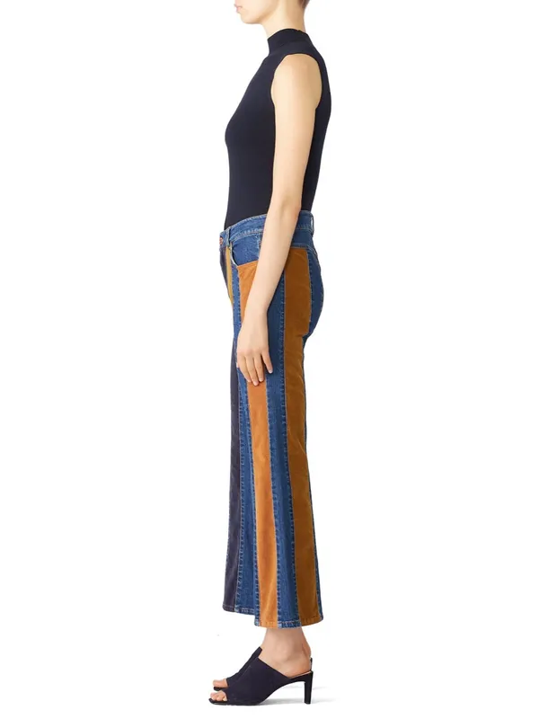 See by Chloé Flared Patchwork Striped Jeans Size 24 - Image 2
