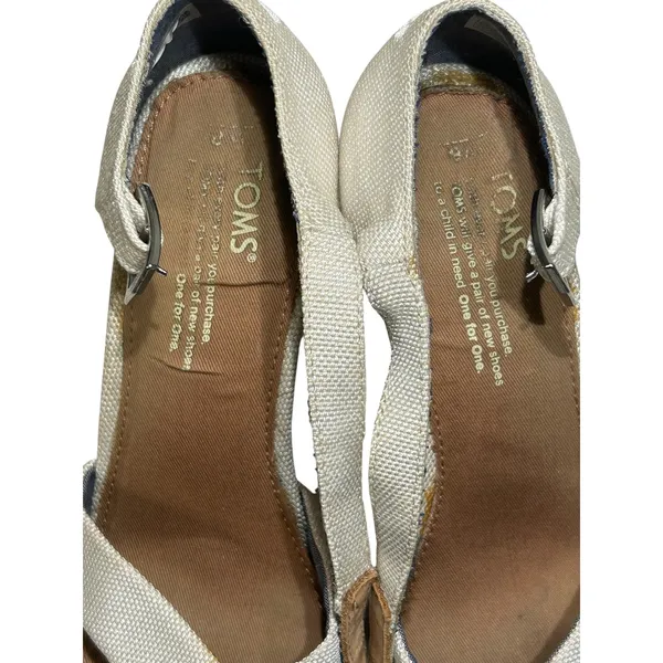 TOMS‎ Cream Ankle Strap Woven Cork Wedge Sandals Size 8 1000251216 - Image 9