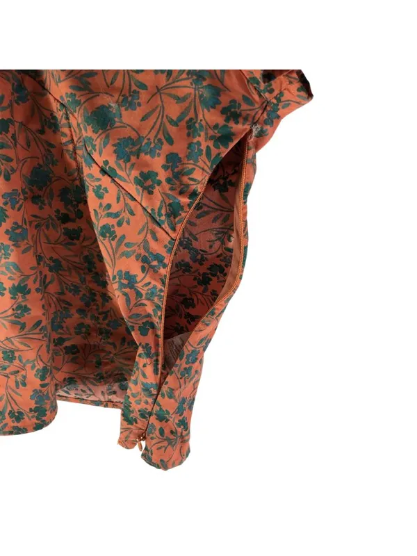 Madewell Womens Amari Top BROKEN ZIPPER Twist Detail Floral Orange Green 4 - Image 2