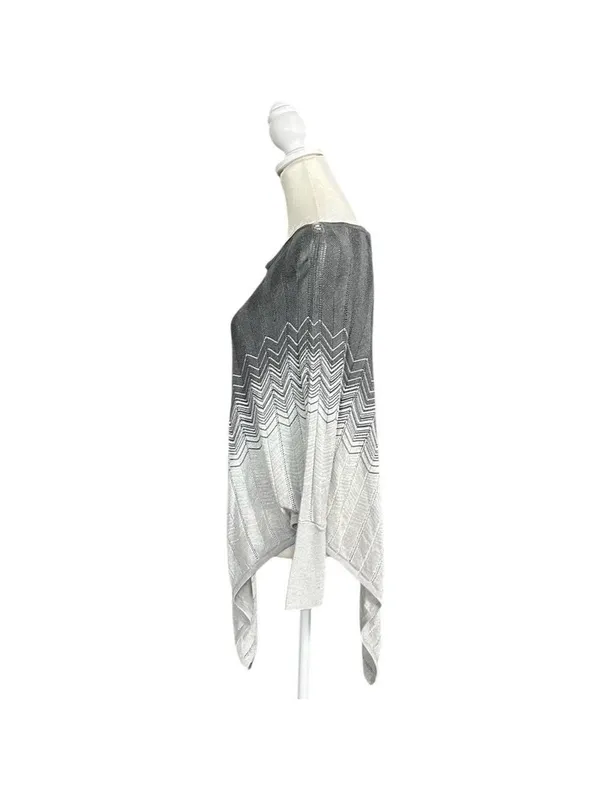 White House Black Market Ombre Metallic Batwing Sleeve Knit Poncho Medium Petite - Image 2