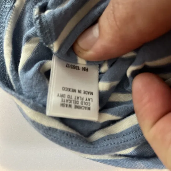 Loveappella Maternity Tank Top Woman Medium Blue Striped Crisscross Back Rayon - Image 5