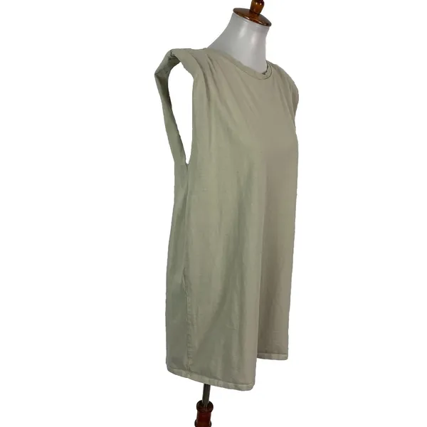 Zara Dress Medium Gray Sleeveless Shoulder Pads Minimal Chic Work - Image 3