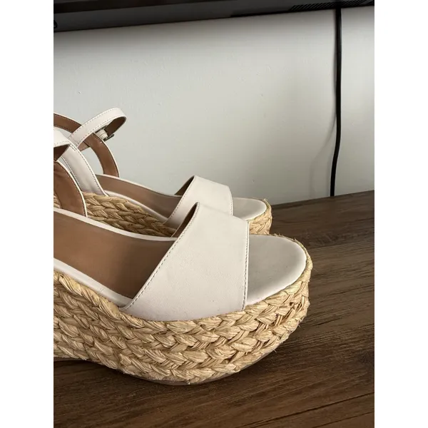 Universal Threads Wedge Sandals Womens 8.5 Cream White Espadrille Platform Strap - Image 8