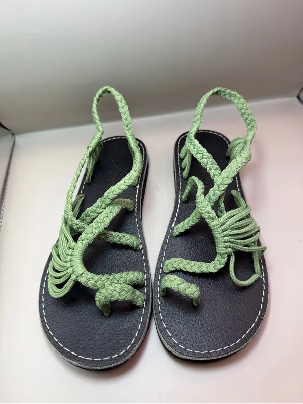 Natural and Co Green Rope Strap Sandals Women’s Approx 6.5-7 Boho - Image 2