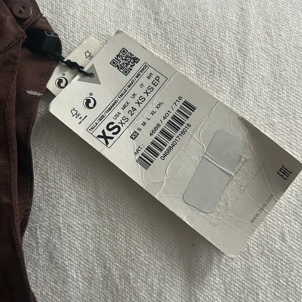 NWT Zara LS One‎ Shoulder Brown Satin Blouse Size XS - Image 5