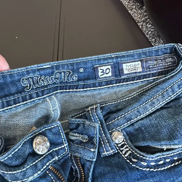 Miss Me Dark Blue Capri Jeans - Image 2
