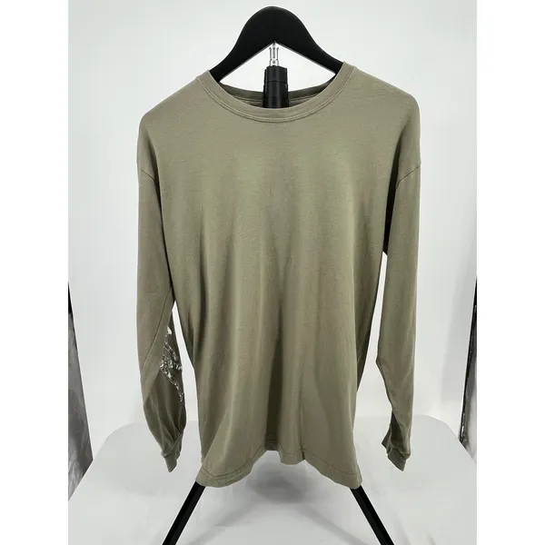 PINK Victoria's Secret Silver Sequin Logo Long Sleeve Tee Women‎ XS Army Green - Image 2