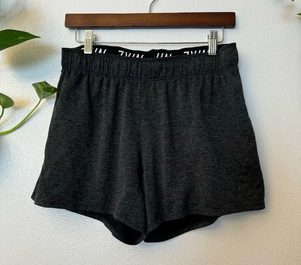 Nike Dri Fit Shorts Adult Medium Gray Swoosh Mid Rise Polyester Draw String - Image 5