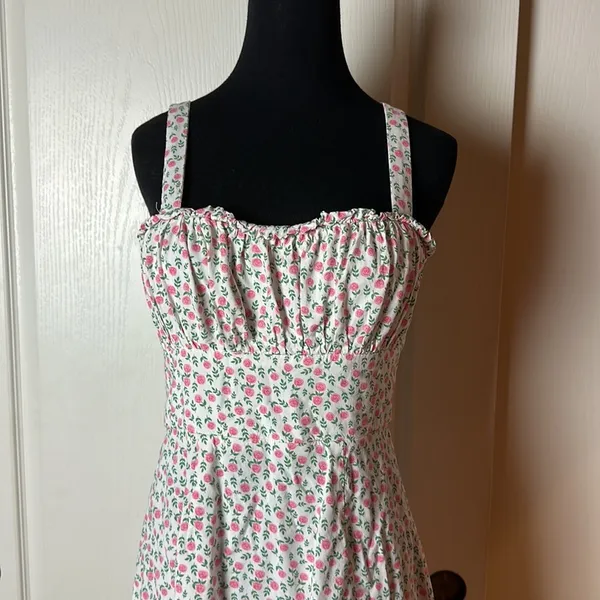 Pink Micro Rose Floral Mini Sun Dress - Image 2