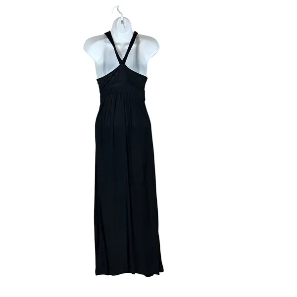 Anthropologie Maeve Black Braided Empire Waist Halter Maxi Dress 0P Petite - Image 3