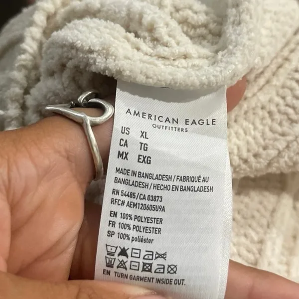 American Eagle Outfitters Oatmeal Chunky Cropped Mock Neck Sweater SZ XL Y2K - Image 5