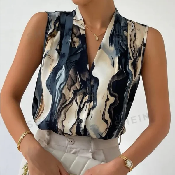 Button down vest top Black - Image 2