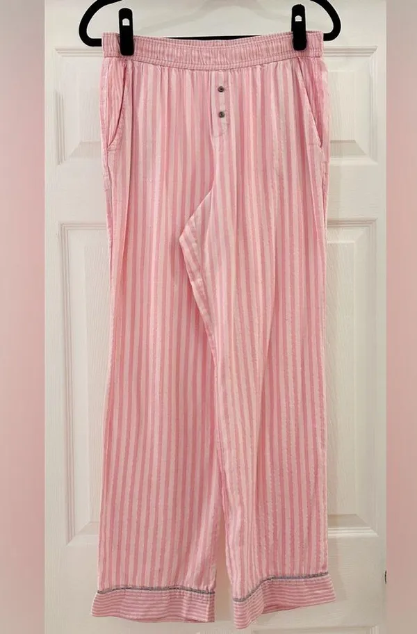 Victoria’s Secret Pink Stripe Metallic Tinsel Flannel Pajama Pants Iconic Small - Image 3