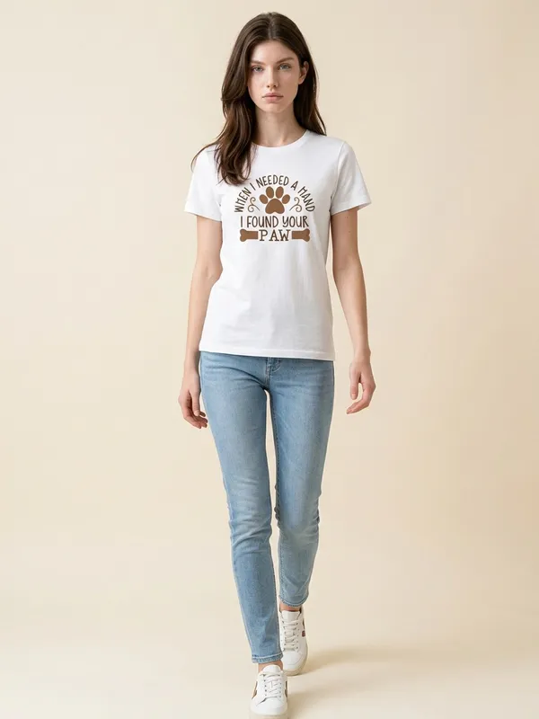 Gildan Women’s White Premium Quality “When I needed a Hand I Found Your ” T-shirt Sz XL - Image 3