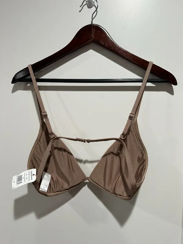Good American Triangle Support Bikini Top Latte Brown NWT Size 4 XL - Image 2