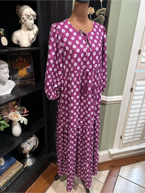 Cezele Print Three Quarter Puff Sleeve Maxi Dress size small - Image 4