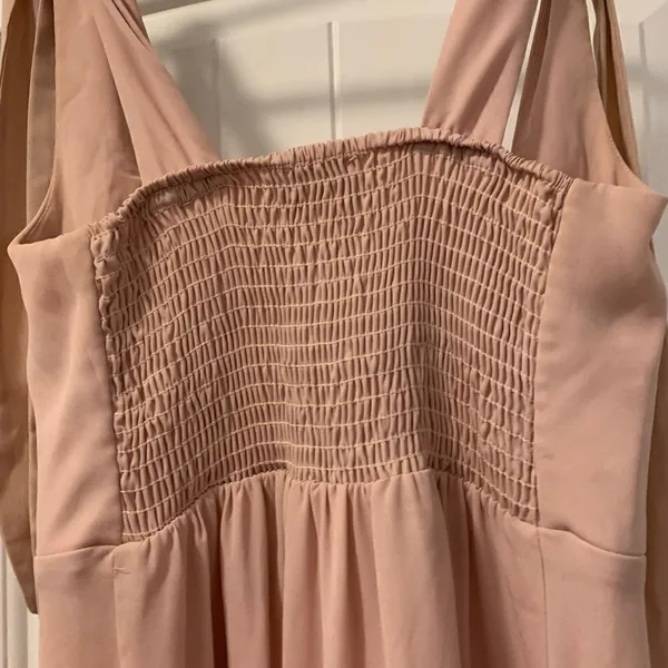 Show Me Your Mumu Square Neck Fitted Bodice Dress Size Small Blush Color Ties - Image 7