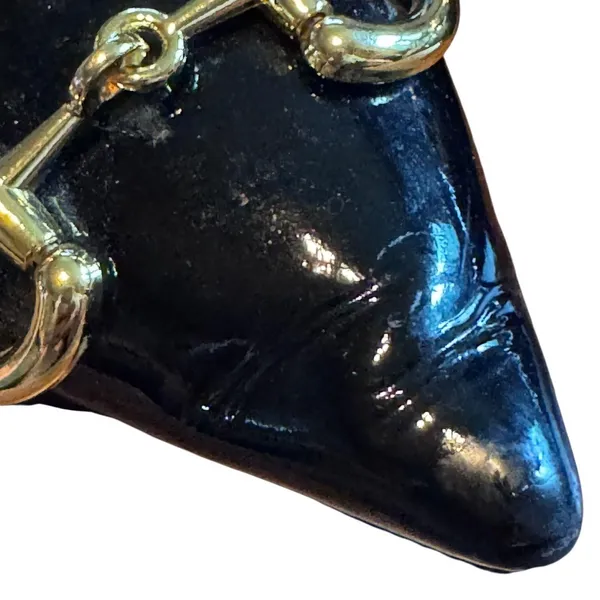Jeffrey Campbell Black Patent Leather Slingback Flats Gold Hardware Pointed Toe - Image 7