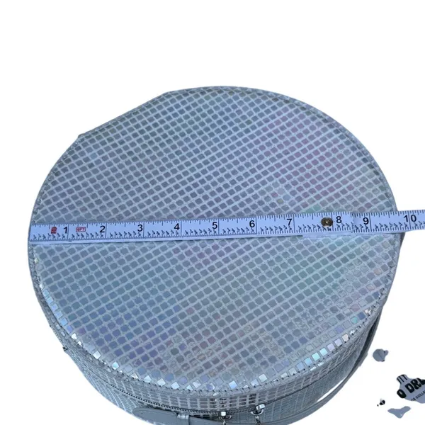 JoyBright Disco Dreams Beauty Box Silver Holographic Round Train Case Mirror NWT - Image 7
