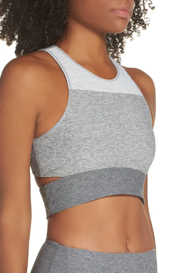 Outdoor Voices Tri-Tone Slashback Crop Top - Heathered Grey - XS - Image 3