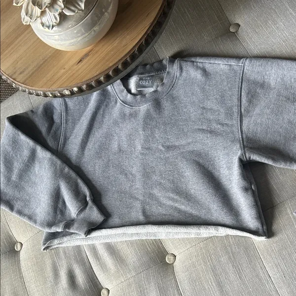 Aritzia TNA Cozy Fleece Cropped Crewneck Size Small - Image 3