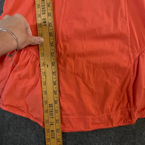 Daily‎ Practice Anthropologie Sleeveless Polo Tunic Ruffle Hem Coral Orange XS - Image 5