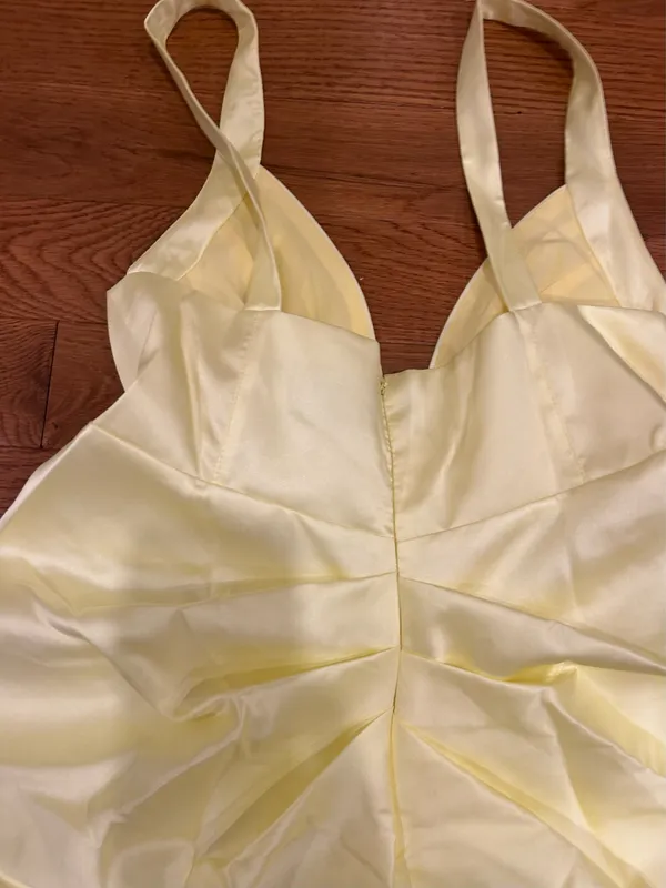 Asos Luxe viral Structured yellow Drape Satin Plunge Mini Dress size US 8 /UK 12 - Image 14