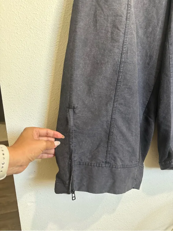 Daily Practice Anthropologie Charcoal Wide Leg Zip Hem Pants Utility Y2K - Image 5