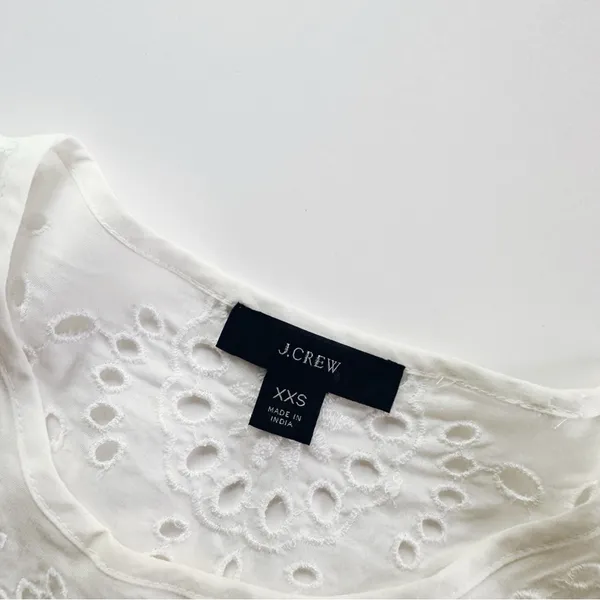 J.Crew Women’s White Ruffle Short Sleeve Top XXS - Image 5