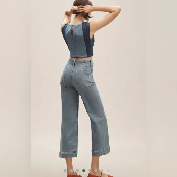Maeve Colette Cropped High Rise Wide Leg Jeans Sz‎ 27 Marine Korat Wash - Image 2