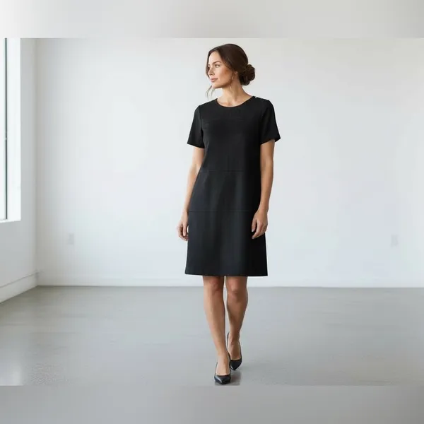 Calstyle Black Faux Suede short sleeve shift dress Size XL - Image 7