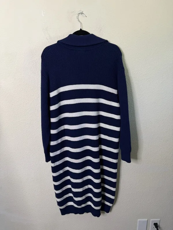 Anthropologie Callahan Cara Striped Dress Navy Blue Womens Size‎ XL - Image 6