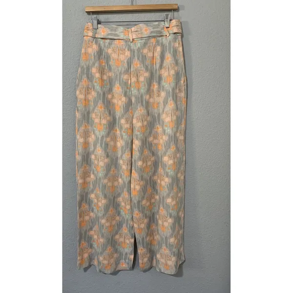 Zara‎ New Flowy High Waist Wide Leg Printed Pants with Self Belt Size L 8372/115 - Image 7