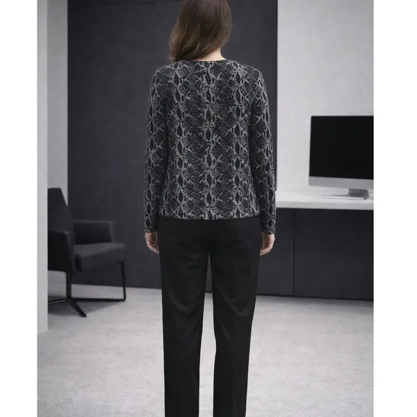 Blu Sage Two Piece Cardigan Tank Set Black Sparkle Silver Snake Print Womens XL - Image 2