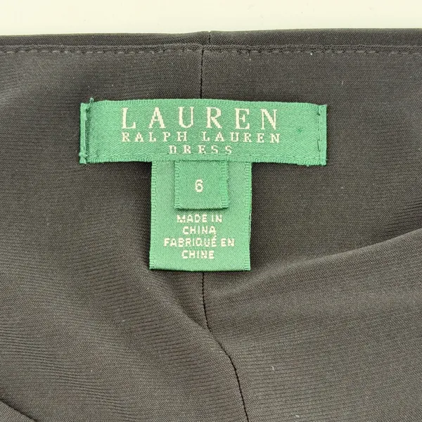 Lauren Ralph Lauren Black‎ Ruched Drape Neck Sheath Dress Womens sz 6 Sleeveless - Image 3