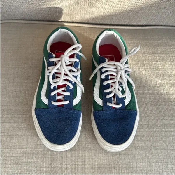 Vans Blue and Green Skate Sneakers with Suede Canvas - Image 3