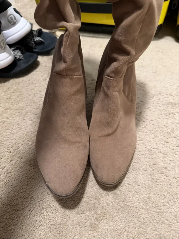 Universal Thread Taupe Suede Slouch Mid-Calf Block Heel Boots - Image 3