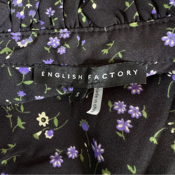 English Factory Floral Button Detail Mini Dress Black Size S - Image 10