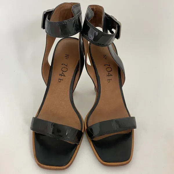 Anthropologie No 704b Almada Black Ankle Strap Patent Leather Size 39.5M Heels - Image 8