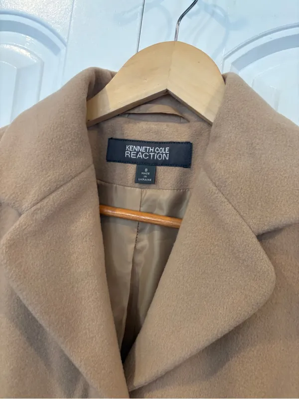 Kenneth Cole reaction tan longline pea coat size 8 - Image 5
