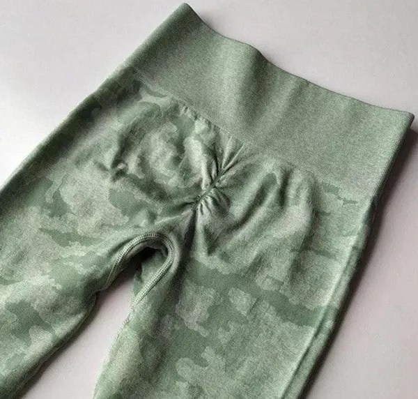 Seamless Sage Green Camo Leggings - Image 9