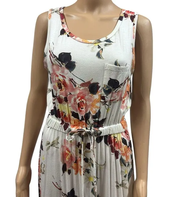 12 PM Mon Ami Feminine Floral Maxi Dress Chest Pocket and Tie Waist USA Medium - Image 4