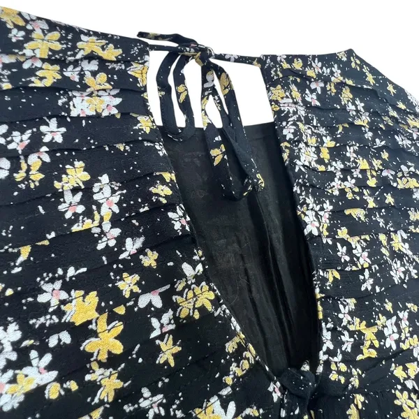 Free People Intimately‎ Bodysuit Floral Puff Sleeve Black Boho Top Womens S - Image 10
