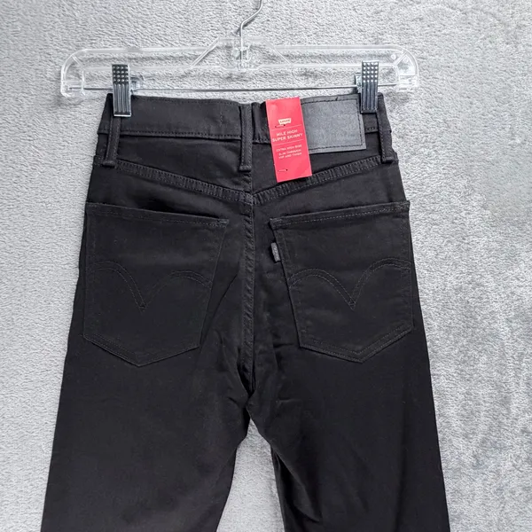 Levis Mile High Super Skinny Jeans Womens 24 Black Extra High Rise Slim Stretch - Image 6