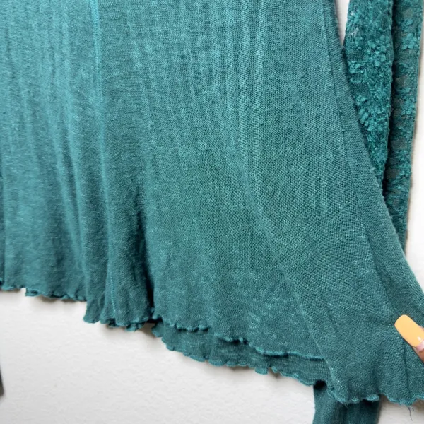 Free People Women No Limits Layering Top S Teal Lace Sleeve Back Cutout Coquette - Image 7